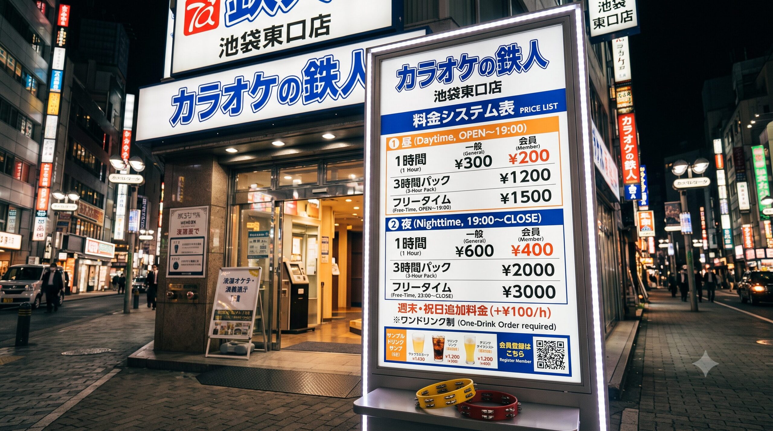 カラオケの鉄人の料金表イメージ