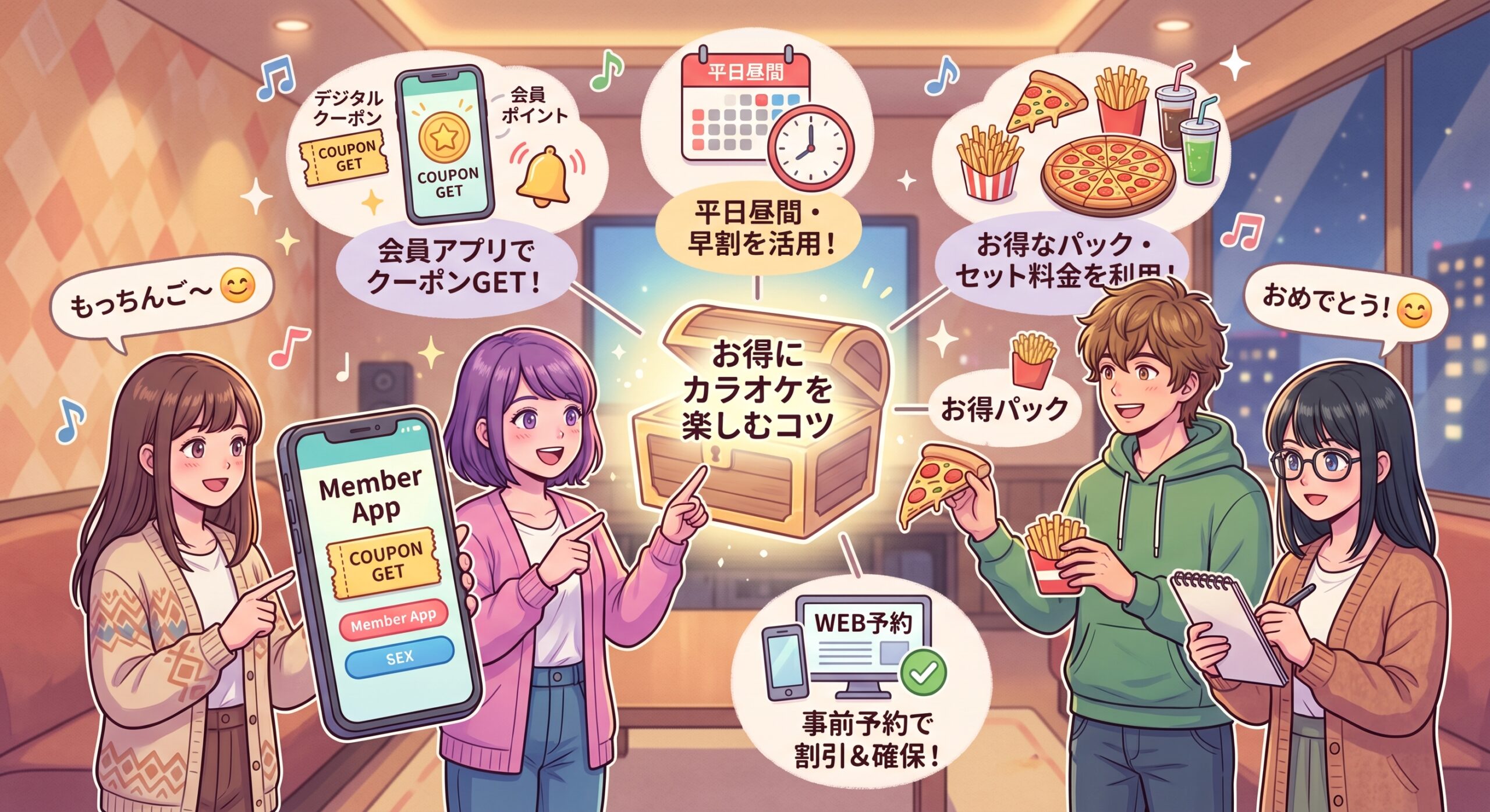 お得にカラオケを楽しむコツのイメージ
