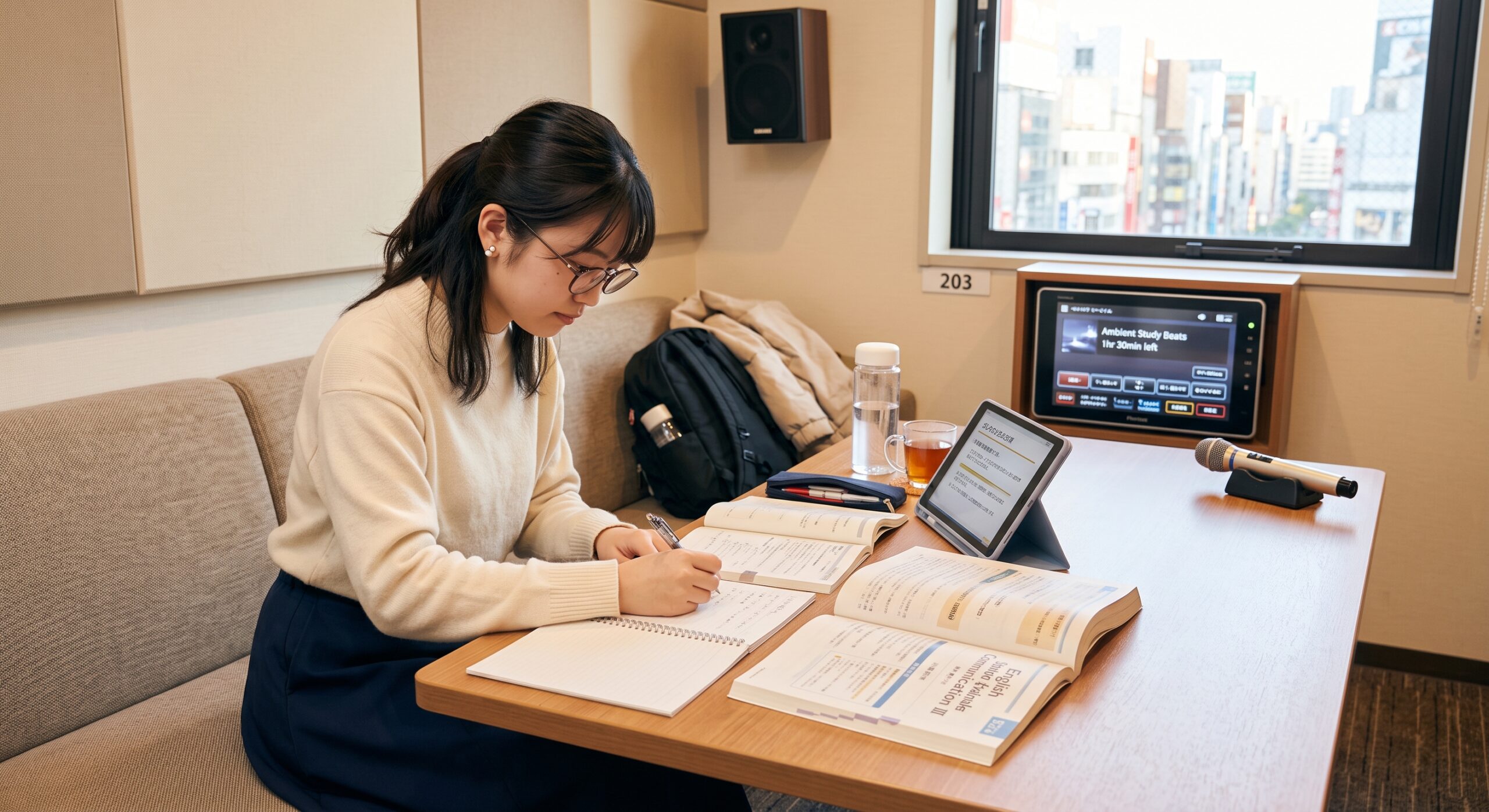 カラオケでマナーを守って勉強するイメージ