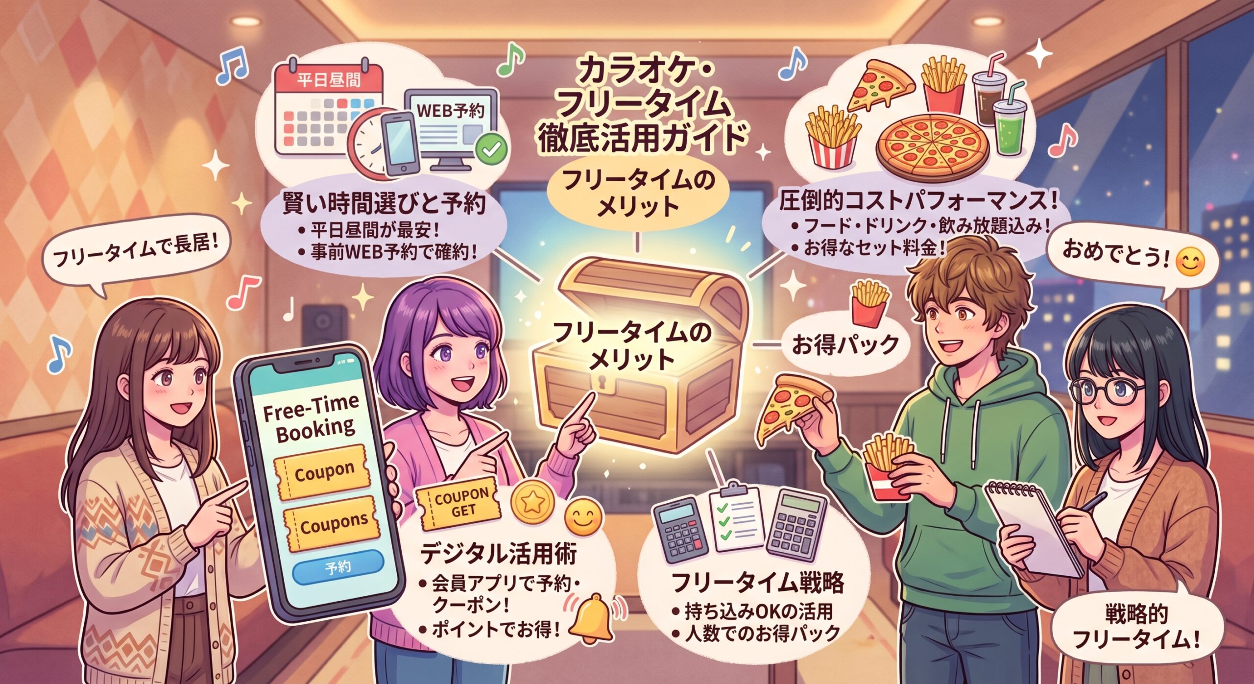 カラオケのフリータイムのまとめイメージ