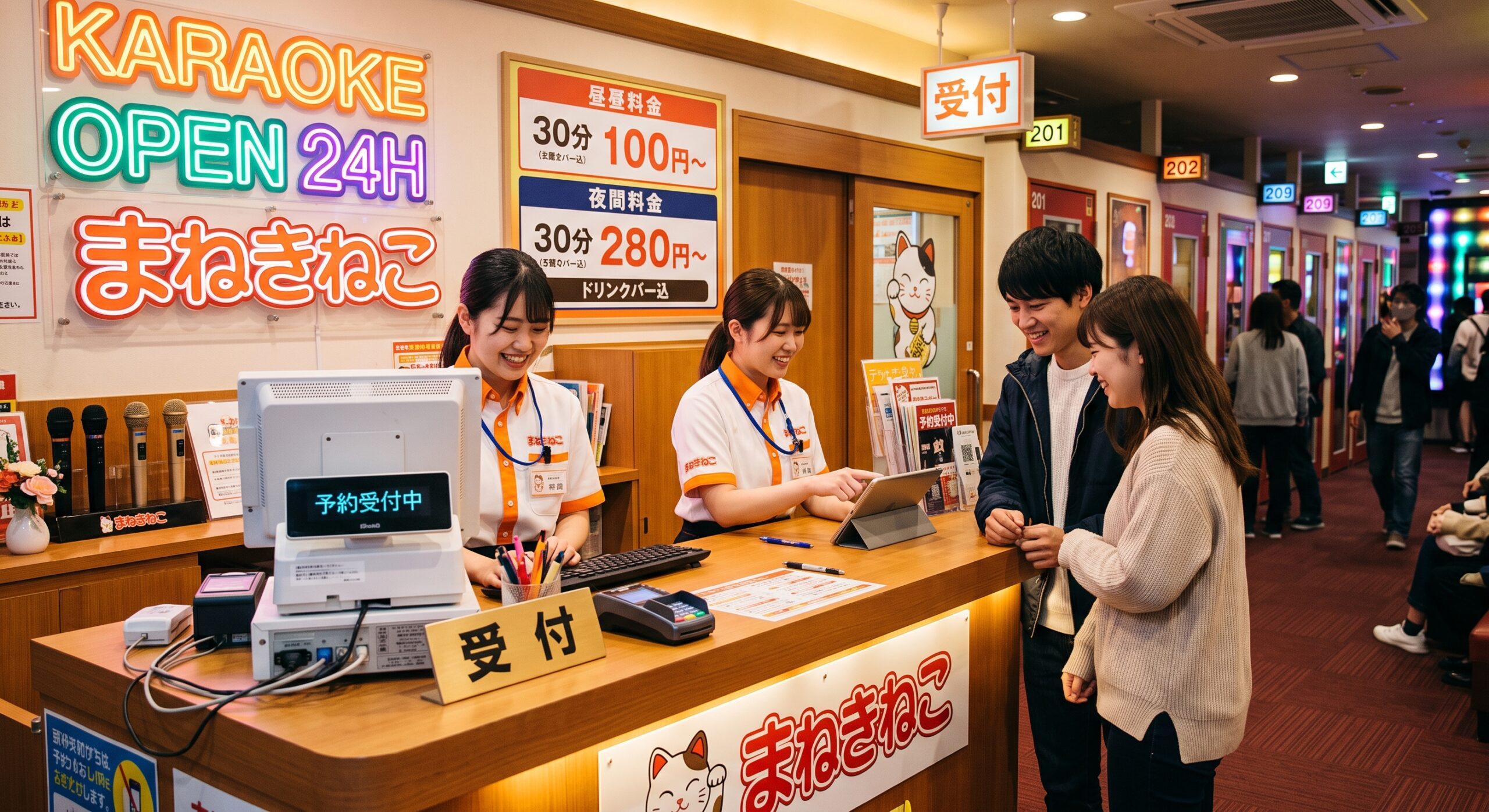 カラオケの受付カウンター
