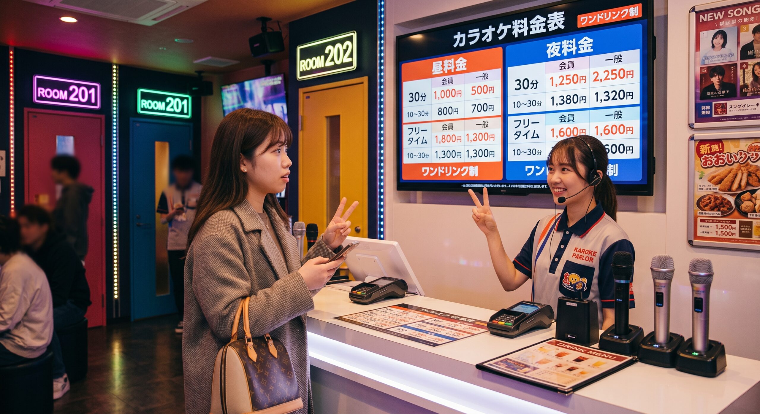スタッフが人数を確認している様子