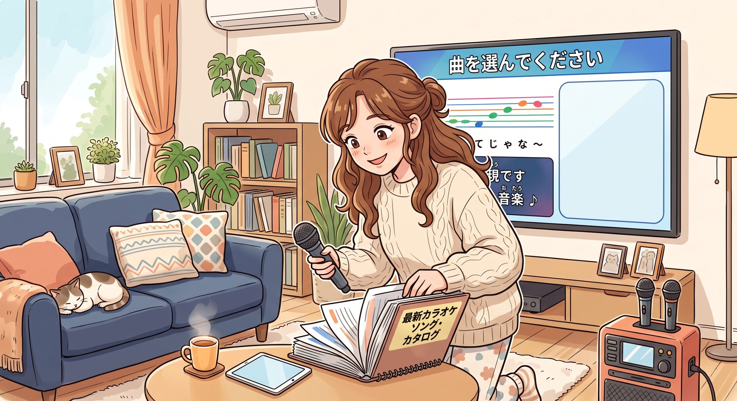 しゃくりの練習におすすめの曲を選ぶ様子